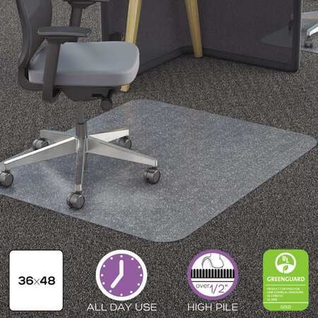 DEFLECTO All Day Use Chair Mat - All Carpet Types, 36 x 48, Rectangular, Clear CM11142PC